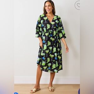 Printfresh Kimono sleeve caftan. Margaritas. One size new with tags